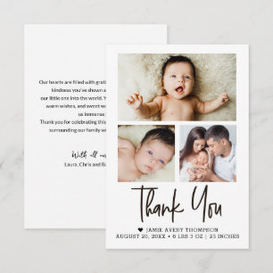 Liten baby fotokollage Nyfödd tackkort Tack Kort