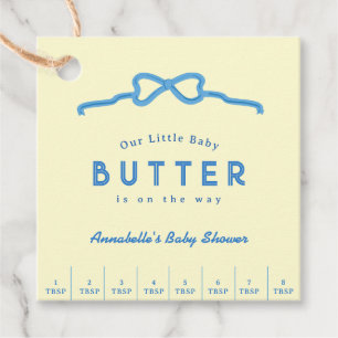 Liten Baby Smör Blå Ros Baby Shower Gåvor Etiketter