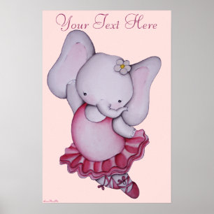 Liten balett-elefantaffisch för barn poster