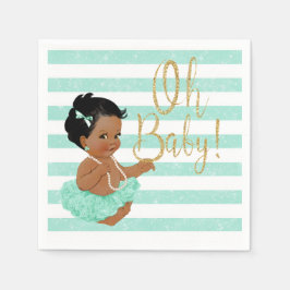 Liten ballerina flicka Aqua tutu randig glitter Pappersservett