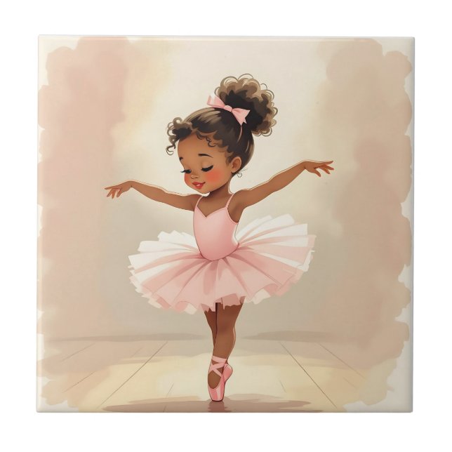 Liten ballerina i rosa tuta  kakelplatta (Framsidan)