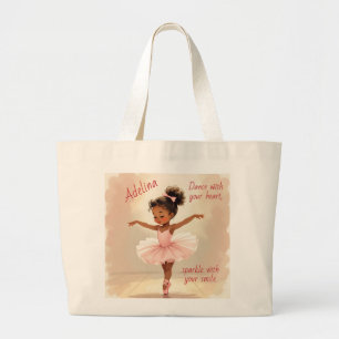 Liten ballerina i rosa tutu med personligt namn jumbo tygkasse