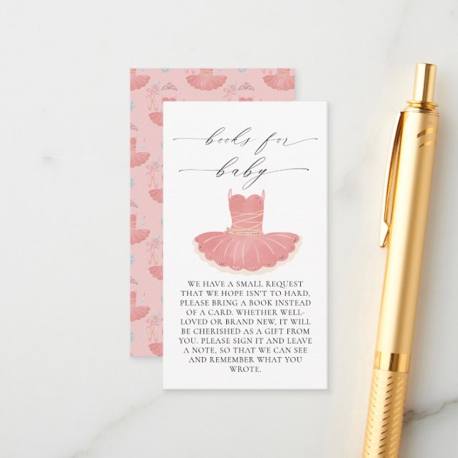 Liten ballerina rosa baby shower-böcker för bebis tilläggskort (Fram/Back In Situ)