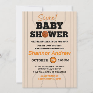 Liten basketspelare är på väg Basket Babyshower Inbjudningar