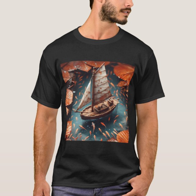 Liten båt, Ai-genererad konst T Shirt (Framsida)