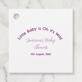 liten bebis är på väg baby shower namn rosa pu gåvor etiketter