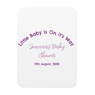 liten bebis är på väg baby shower namn rosa pu magnet