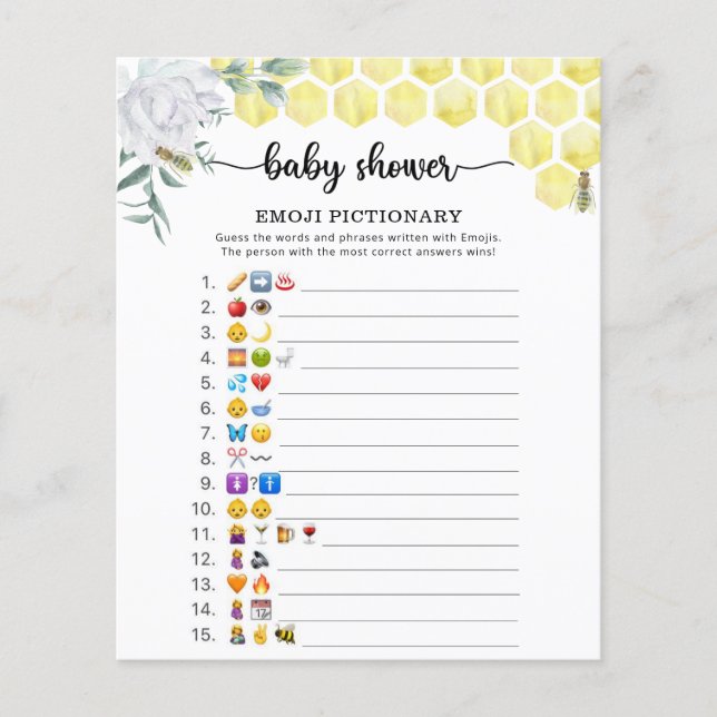 Liten Bibi Baby shower emoji pictionary spel (Framsida)