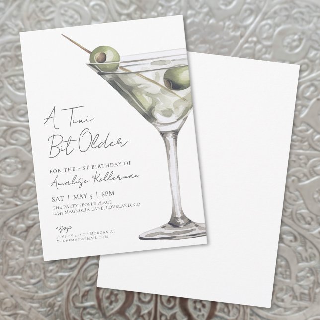 Liten Bit Äldre Martini Vuxen Födelsedagsfest Inbjudningar (Tini Bit Older Martini Adult Birthday Party Invitation)