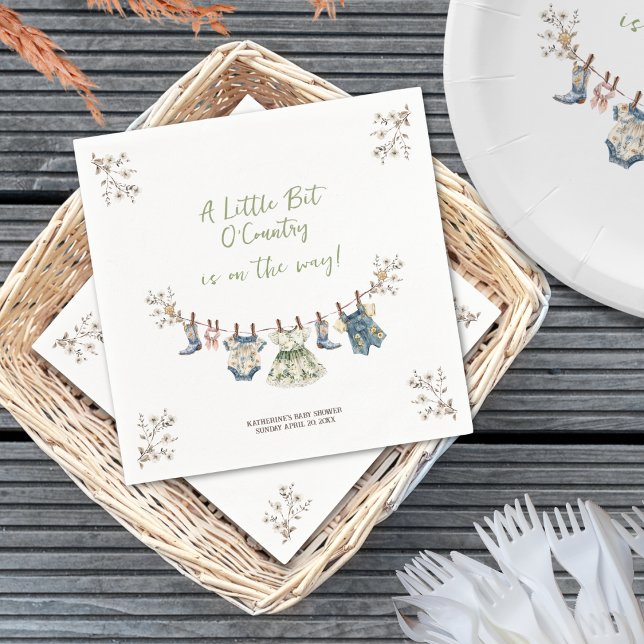 Liten bit Land Clothesline Baby Shower Pappersservett (Skapare uppladdad)