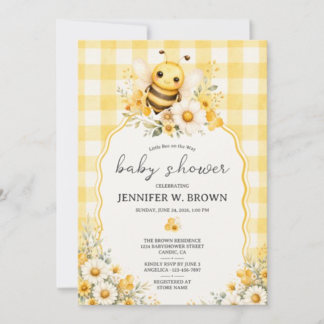 Liten Biväg Baby Shower Inbjudningar (Framsida)