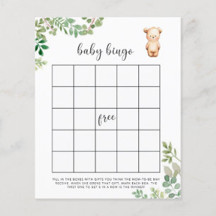 Liten björn Baby shower bingo spel