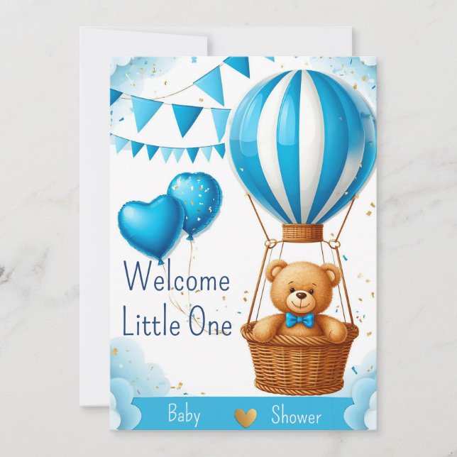 Liten björn baby shower inbjudan 🧸 (Framsida)