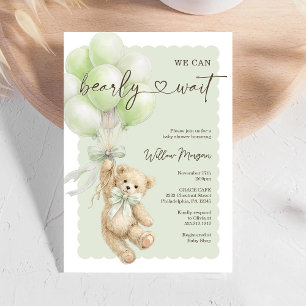 Liten björn Baby Shower Teddybjörn Ballonger Inbjudningar