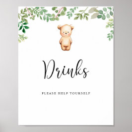 liten björn Dricker varsågod Poster