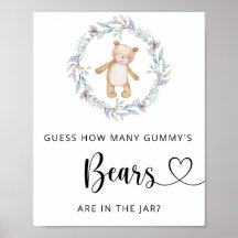 Liten björn gissa hur många GUMMY'S björnar Affisc