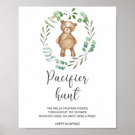 liten björn nappjakt baby shower spel poster