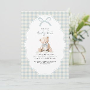 Liten blå björn knappt väntar Baby Shower-inbjudan Inbjudningar