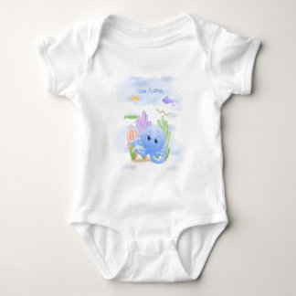 Liten blå bläckfisk baby bodysuit t shirt