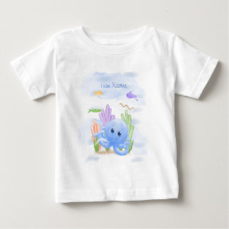 Liten blå bläckfisk baby t-shirt