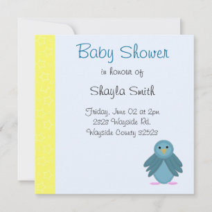 Liten blå fågel baby shower inbjudningar