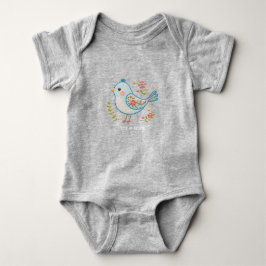 Liten blå fågel Blommig baby bodysuit T Shirt