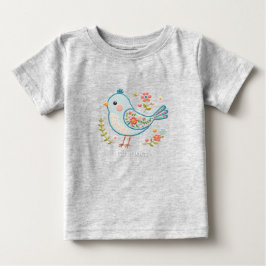 Liten blå fågel Blommig baby-t-shirt T Shirt