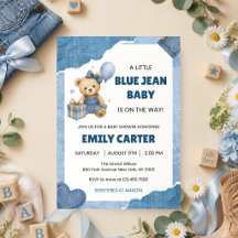 Liten Blå Jean Baby Shower | Teddy Denim Klänning