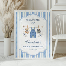 Liten blå jeans Babypojke Shower Välkomstaffisch