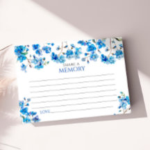 Liten blå jodblommor Funeral  ett minneskort