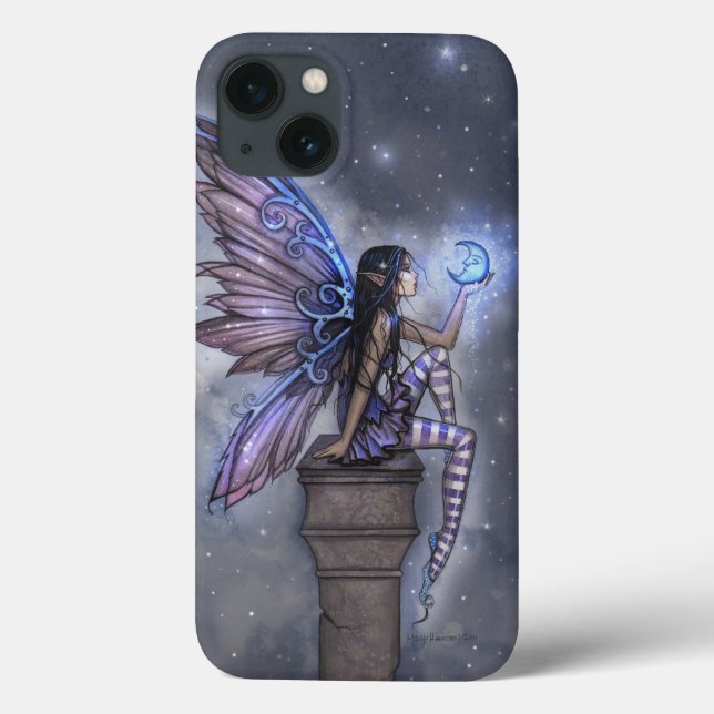 Liten Blå Mån Älv Älvkonst Fantasy Art (Baksida)
