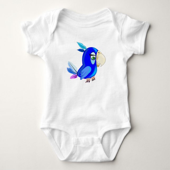 Liten blå papegoja baby body t shirt (Framsida)