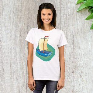 Liten blå Segelbåt T Shirt
