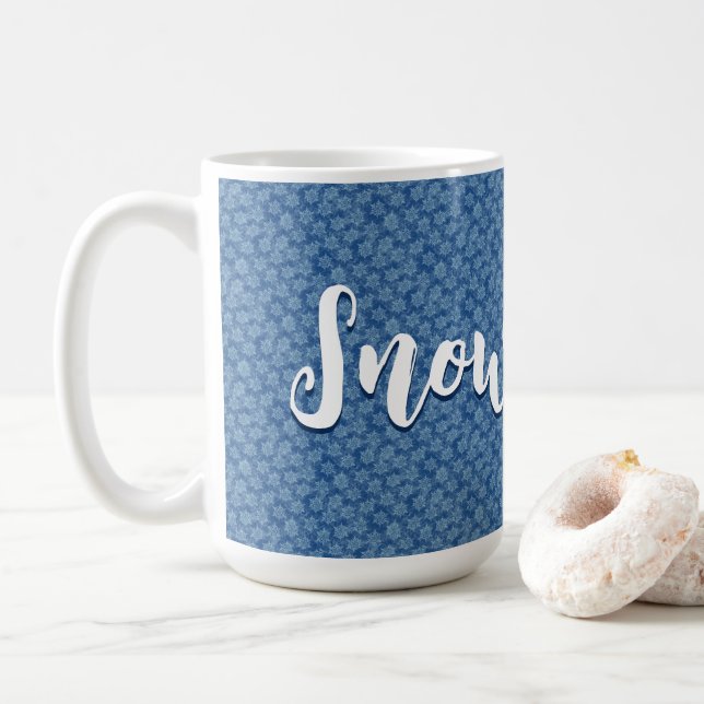 Liten, blå Snöflingor-grafik Kaffemugg (Med munk)