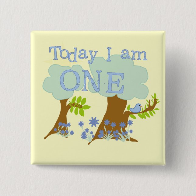 Liten bläckfisk 1:a födelsedag Tshirts och present Knapp (Framsida)