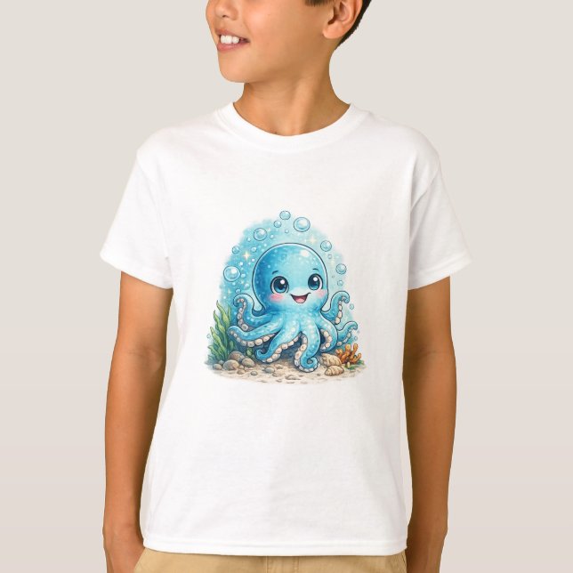 Liten bläckfisk t shirt (Framsida)