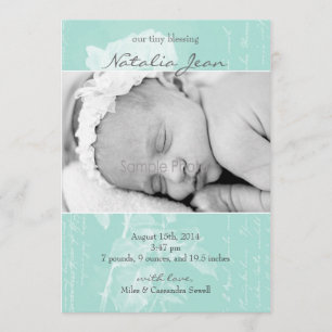 Liten Blating Birth annnouncement//Light Emerald Meddelande
