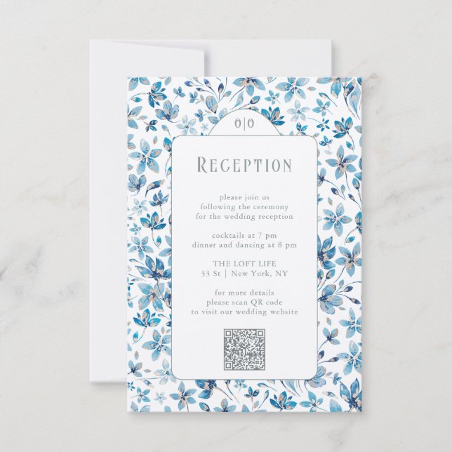 Liten blått mottagningskort inbjudningar (Framsida)