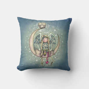 Liten blinkande ängel och uggla illustration kudde