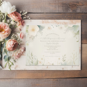 Liten Blommar Illustrerad blommiga babyskabb Inbjudningar