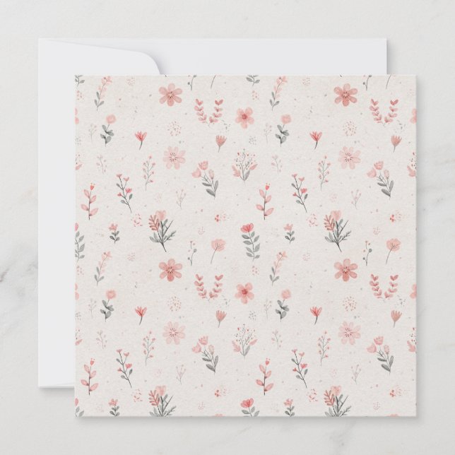 Liten blomster fyrkantig inbjudan (Framsida)