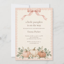 Liten Blush-rutig Pumpa Bebis Shower Inbjudningar