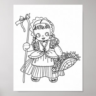 Liten Bo Peep-docka flicka målarbild Poster