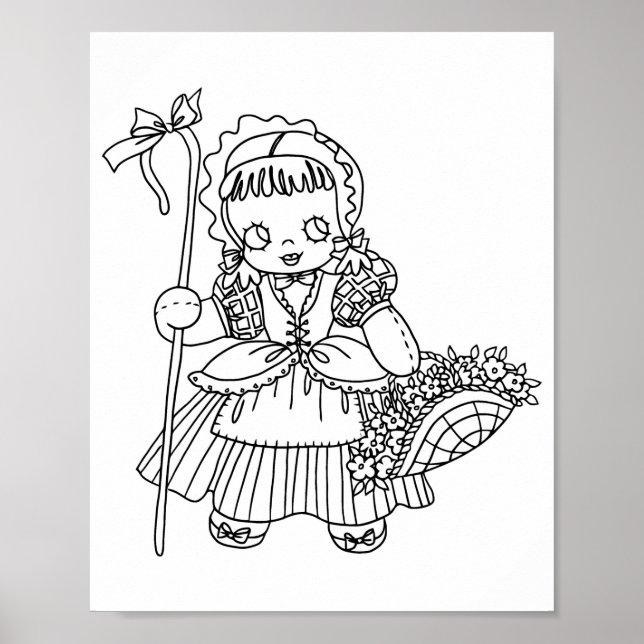 Liten Bo Peep-docka flicka målarbild Poster (Framsidan)
