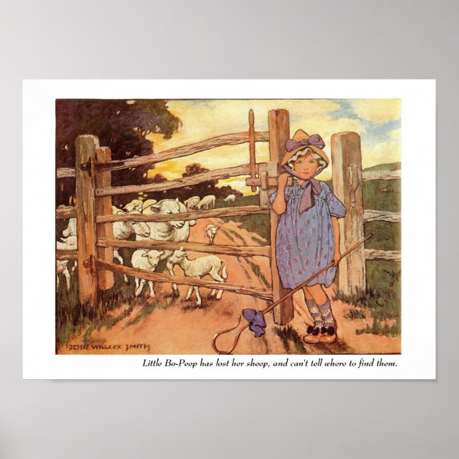 Liten Bo-Peep Nursery Rhyme Print Poster (Framsidan)