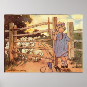 Liten Bo-Peep Nursery Rhyme Print Poster