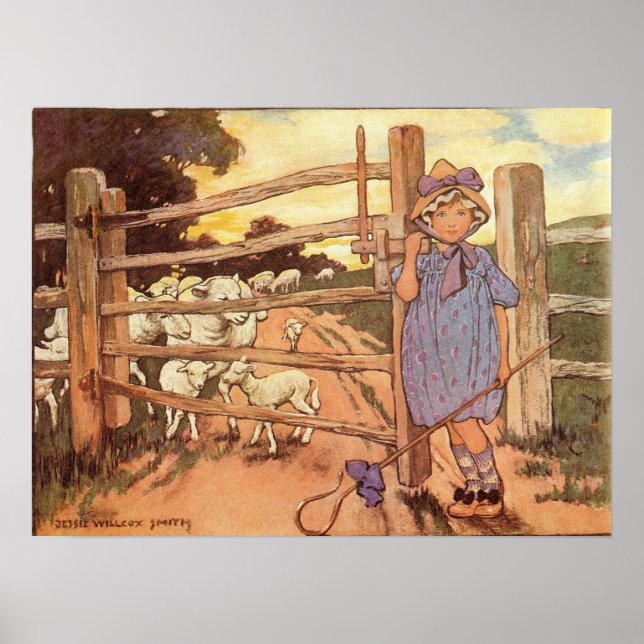 Liten Bo-Peep Nursery Rhyme Print Poster (Framsidan)