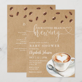 Liten bönbryggning Kaffe Baby Shower Allt-i-ett Inbjudningar
