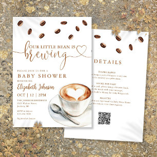 Liten bönbryggning Kaffe Baby Shower Allt-i-ett Inbjudningar