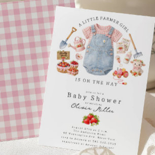 Liten bondflicka Baby Shower-inbjudan Inbjudningar